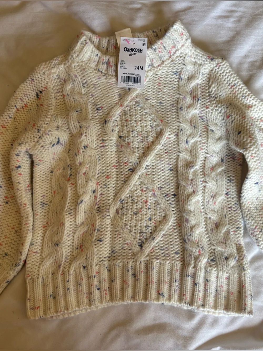 OshKosh B'gosh white Speckled Cable Knit Sweater